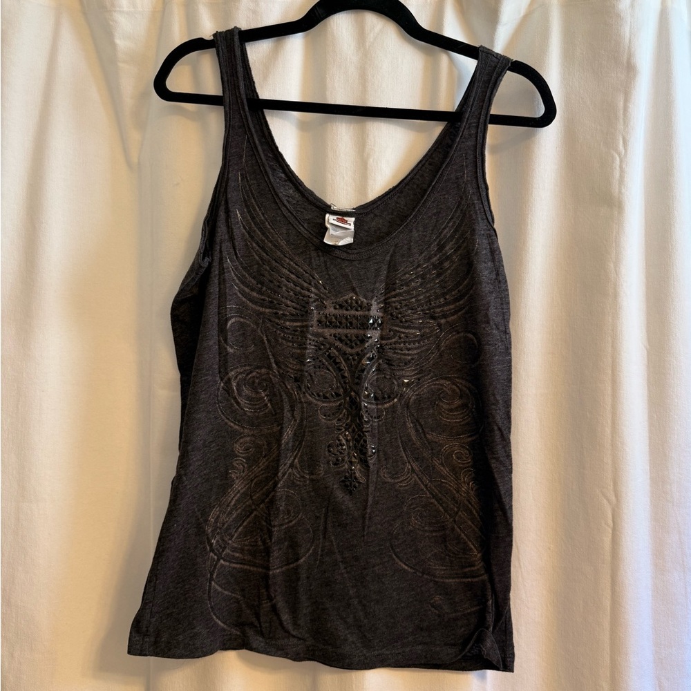Harley-Davidson Charcoal Embellished Tank Top
